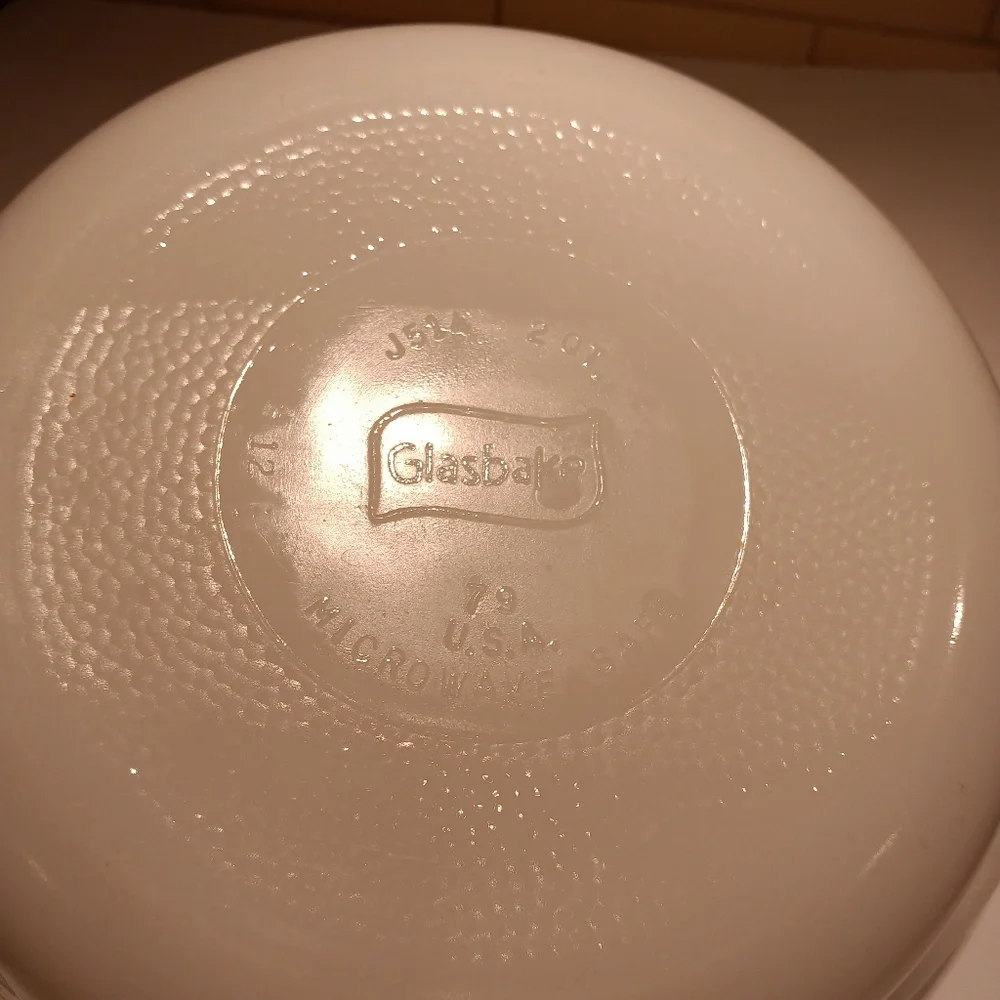 Vintage Glasbake 2 Quart Baking Dish White Green Floral